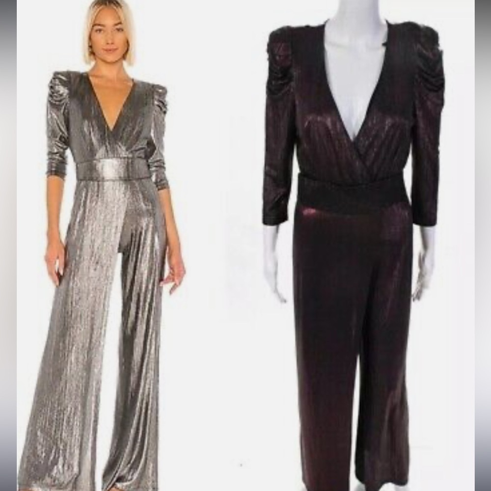 Retrofete Monroe Metallic Jumpsuit Black + Red Large